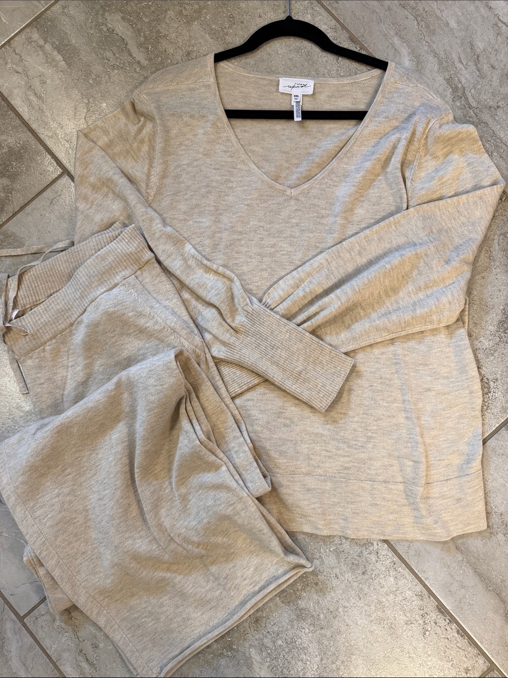 Soma Beige V-Neck Knit Weekender Set